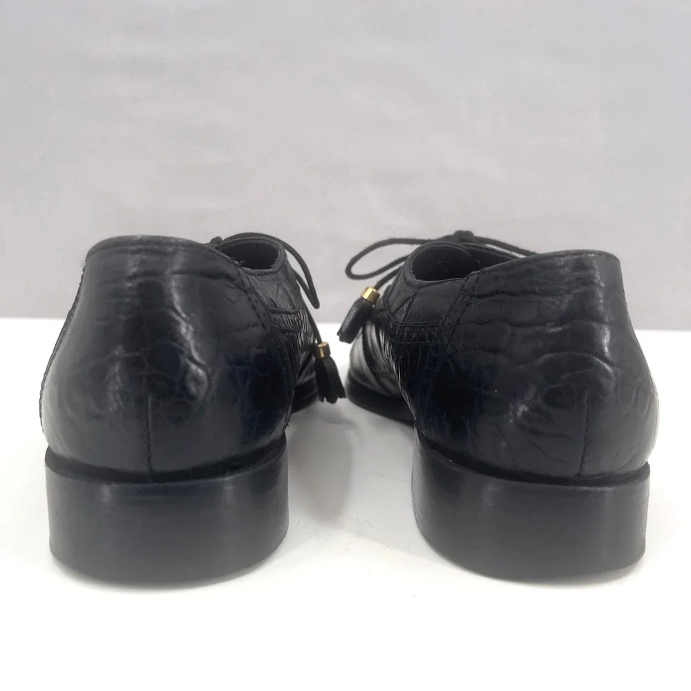 Marco Vicci Memphis Mens Croc Embossed Wingtip Oxford Dress‎ Shoe Black 11M